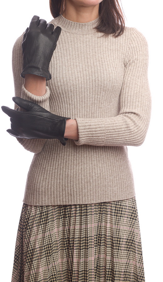 женские перчатки кожа оленя / флис