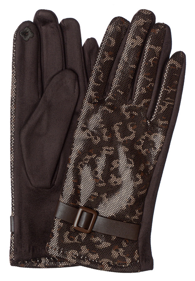 женские перчатки трикотаж лазерный принт на флисе