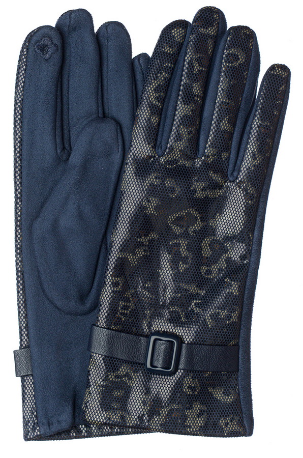 женские перчатки трикотаж лазерный принт на флисе