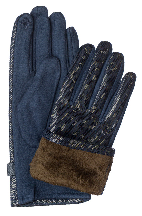 женские перчатки трикотаж лазерный принт на флисе