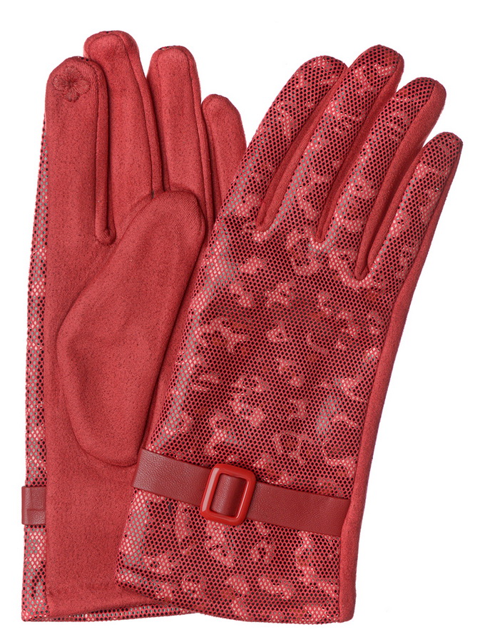 женские перчатки трикотаж лазерный принт на флисе