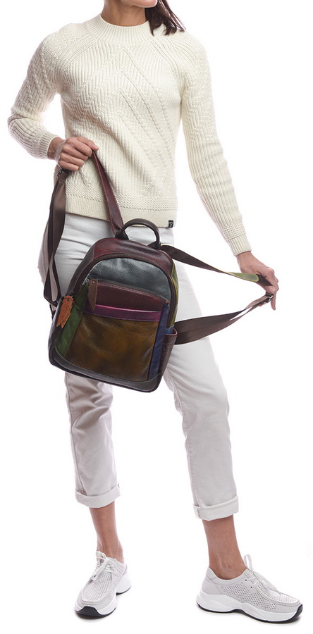 женский рюкзак натуральная кожа kikilok корея