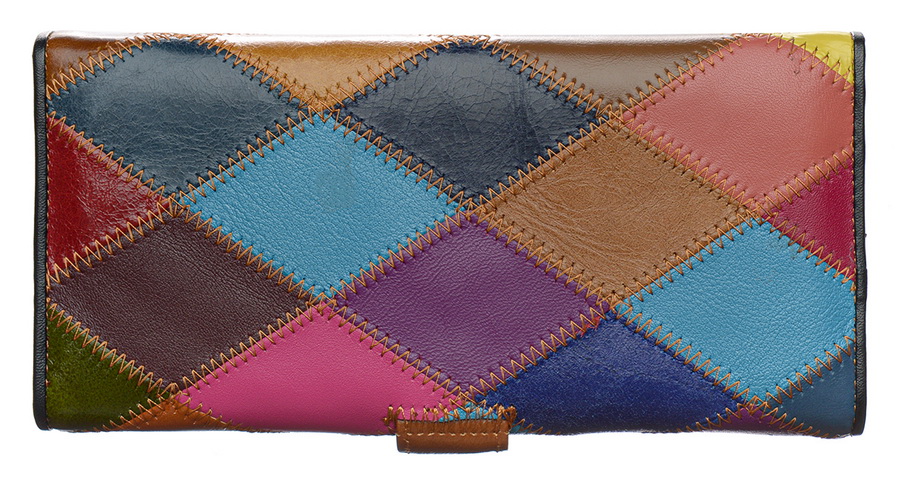 женский кошелек пэчворк  натуральная кожа тайвань