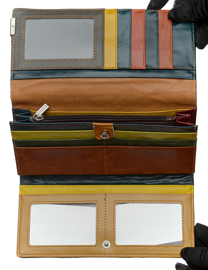 женский кошелек пэчворк  натуральная кожа тайвань