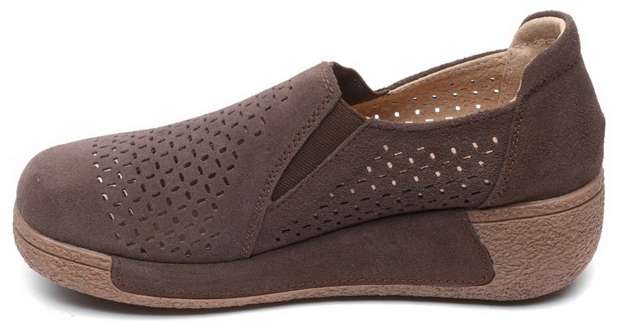 женские мокасины с перфорацией на танкетке натуральная кожа (замша) binifoot/bnf 