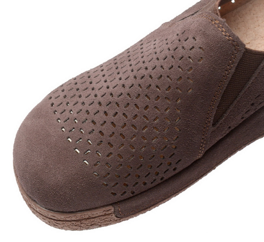 женские мокасины с перфорацией на танкетке натуральная кожа (замша) binifoot/bnf 