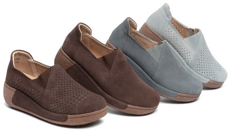 женские мокасины с перфорацией на танкетке натуральная кожа (замша) binifoot/bnf 