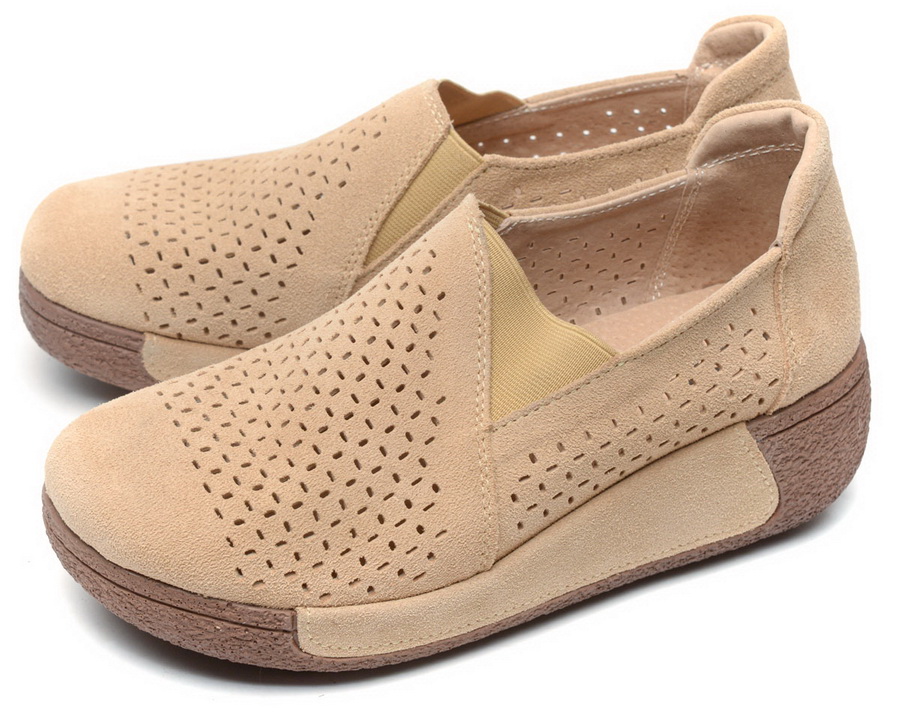 женские мокасины с перфорацией на танкетке натуральная кожа (замша) binifoot/bnf 