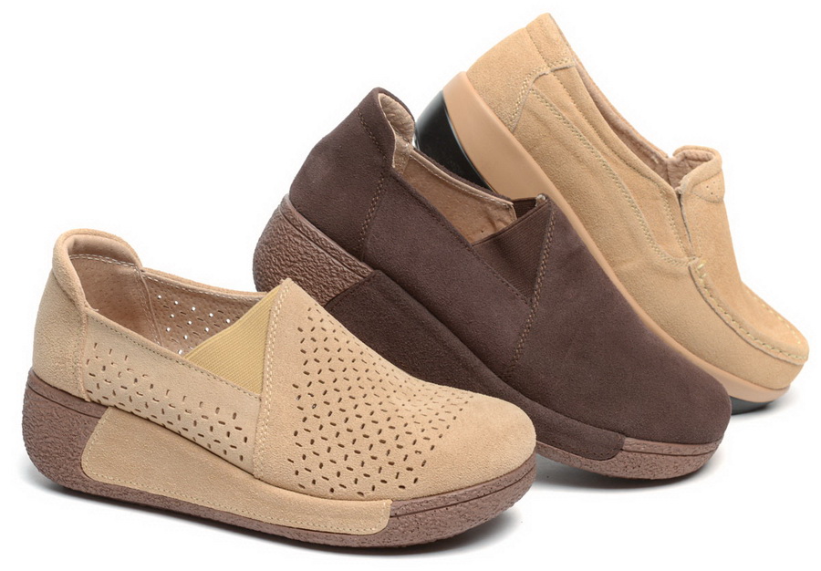 женские мокасины с перфорацией на танкетке натуральная кожа (замша) binifoot/bnf 