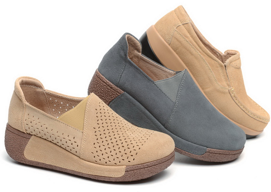 женские мокасины с перфорацией на танкетке натуральная кожа (замша) binifoot/bnf 