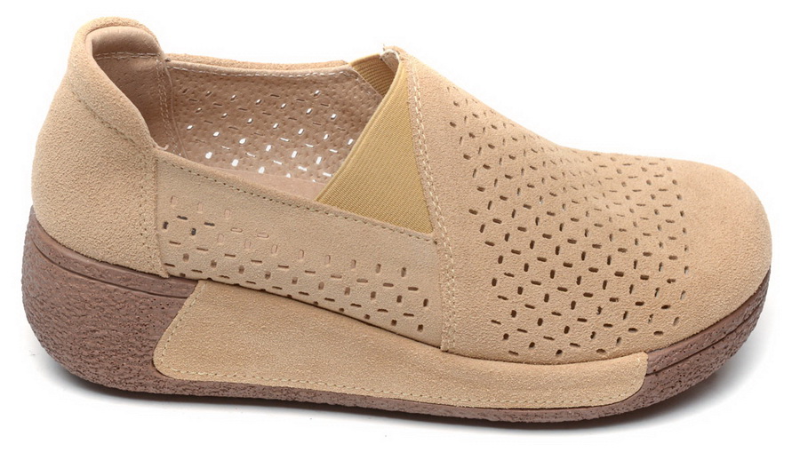 женские мокасины с перфорацией на танкетке натуральная кожа (замша) binifoot/bnf 