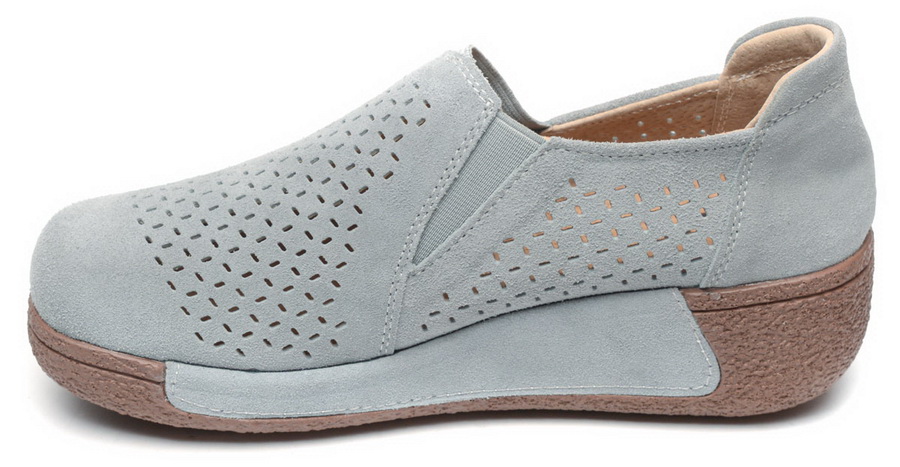 женские мокасины с перфорацией на танкетке натуральная кожа (замша) binifoot/bnf 