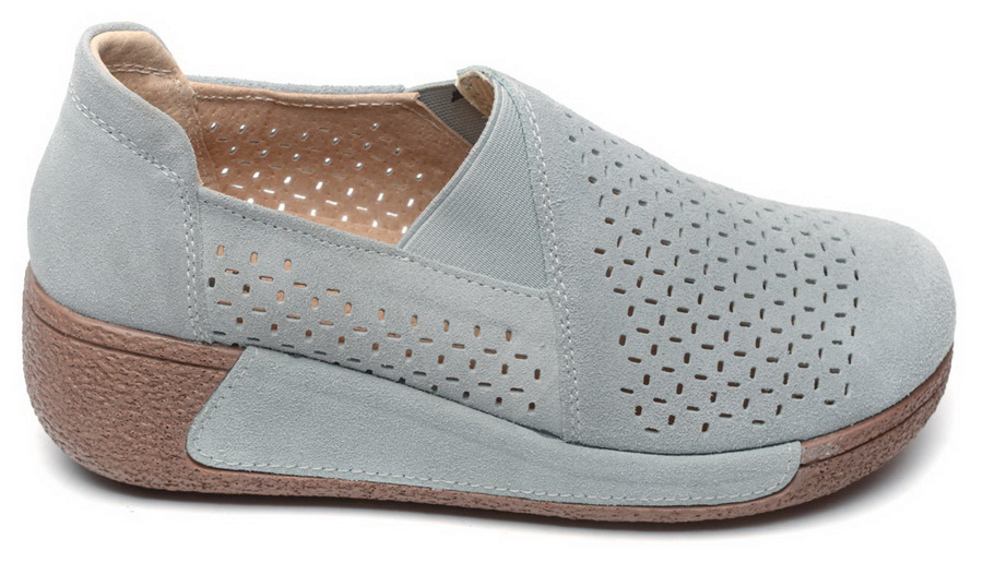 женские мокасины с перфорацией на танкетке натуральная кожа (замша) binifoot/bnf 