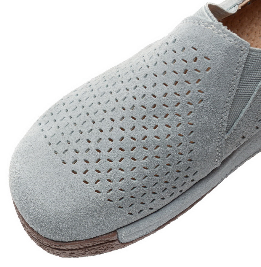 женские мокасины с перфорацией на танкетке натуральная кожа (замша) binifoot/bnf 