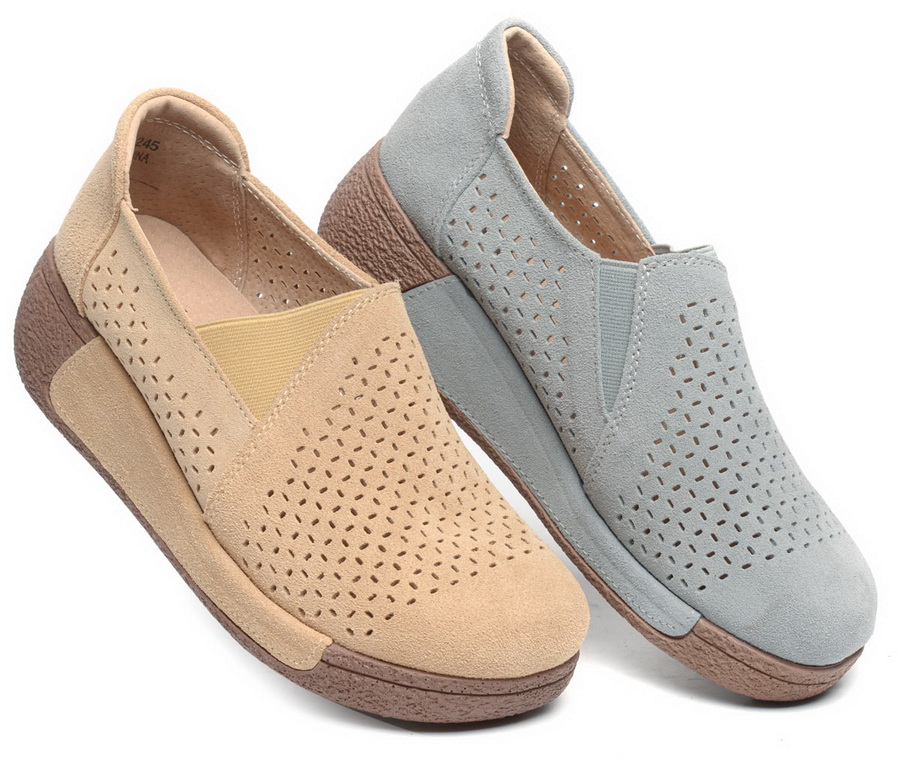 женские мокасины с перфорацией на танкетке натуральная кожа (замша) binifoot/bnf 