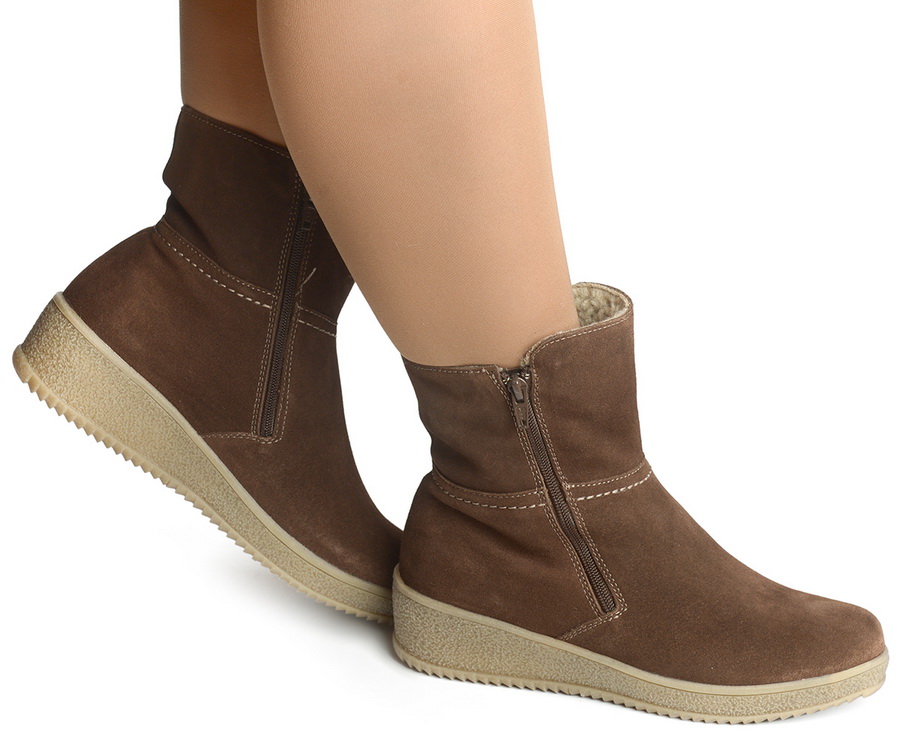 женские ботинки натуральная кожа (велюр)  / шерсть марко беларусь