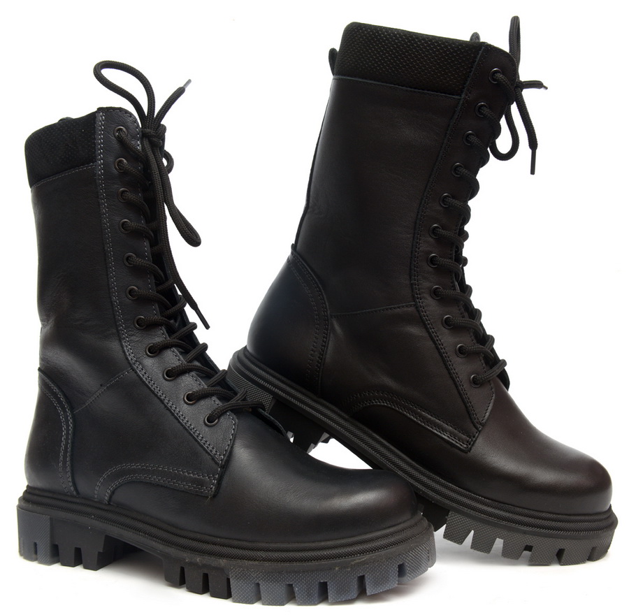 мужские берцы на молнии натуральная кожа / шерсть corvetto