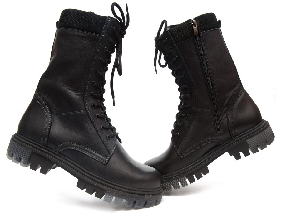 женские берцы на молнии натуральная кожа / шерсть corvetto