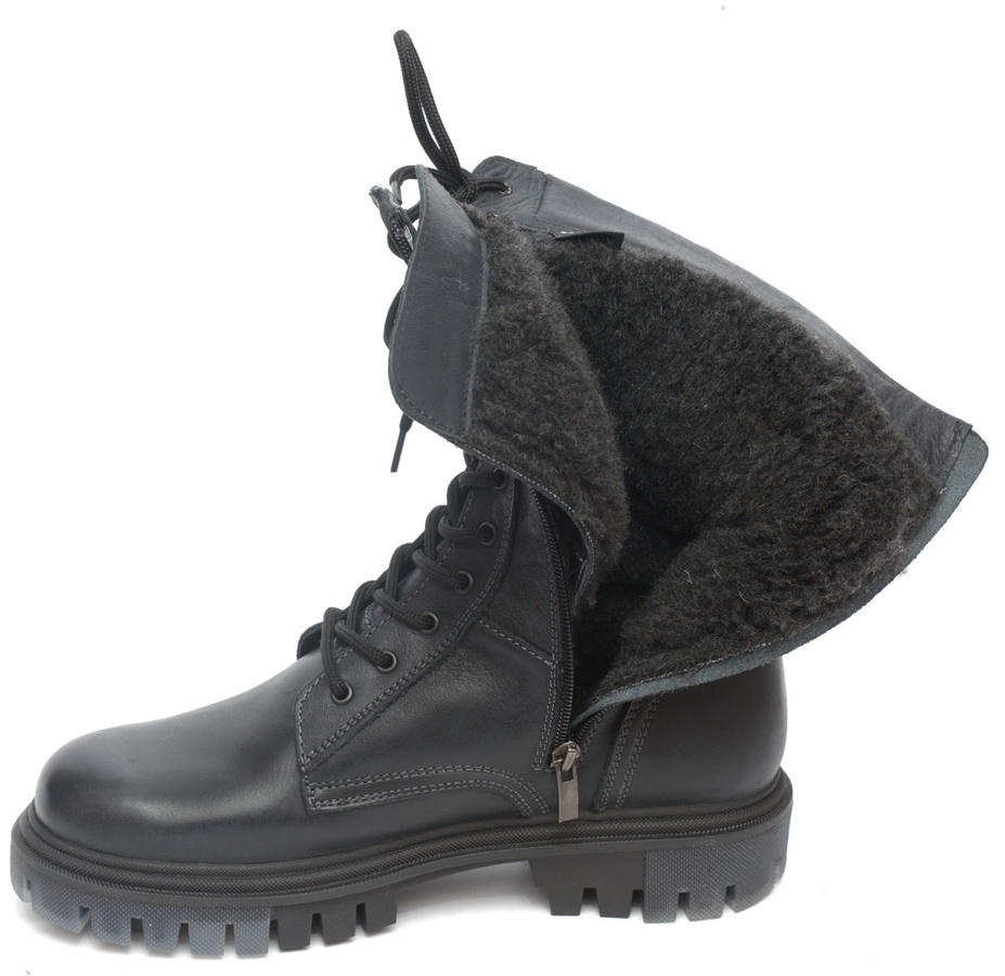 женские берцы на молнии натуральная кожа / шерсть corvetto