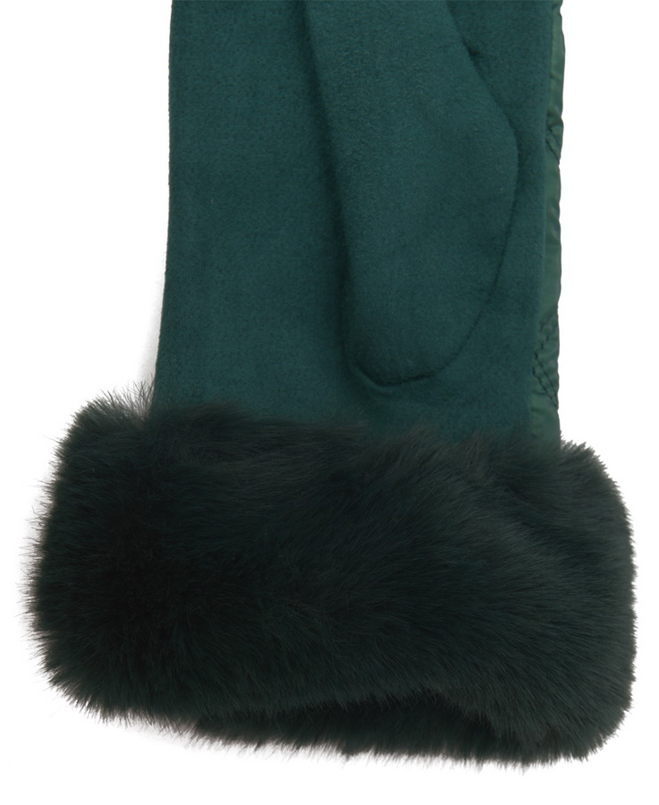 женские перчатки с опушкой трикотаж утепленный