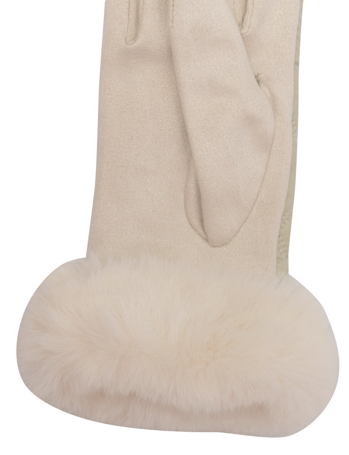 женские перчатки с опушкой трикотаж утепленный