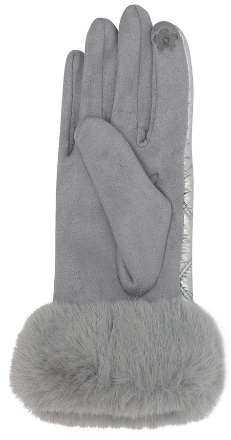 женские перчатки с опушкой трикотаж утепленный