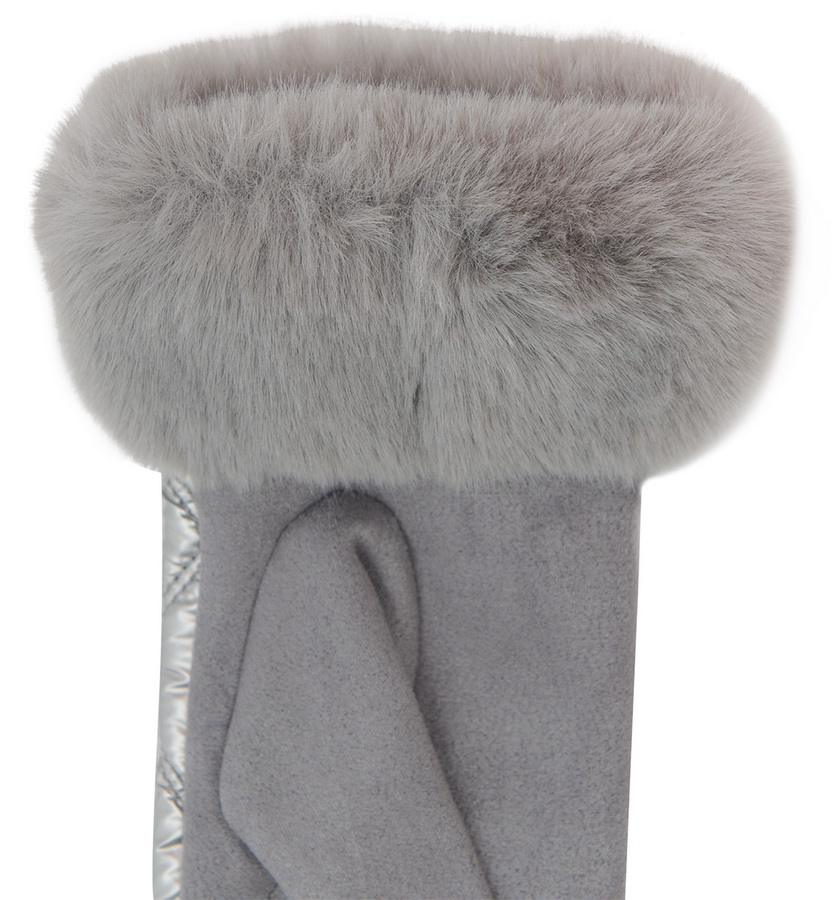 женские перчатки с опушкой трикотаж утепленный