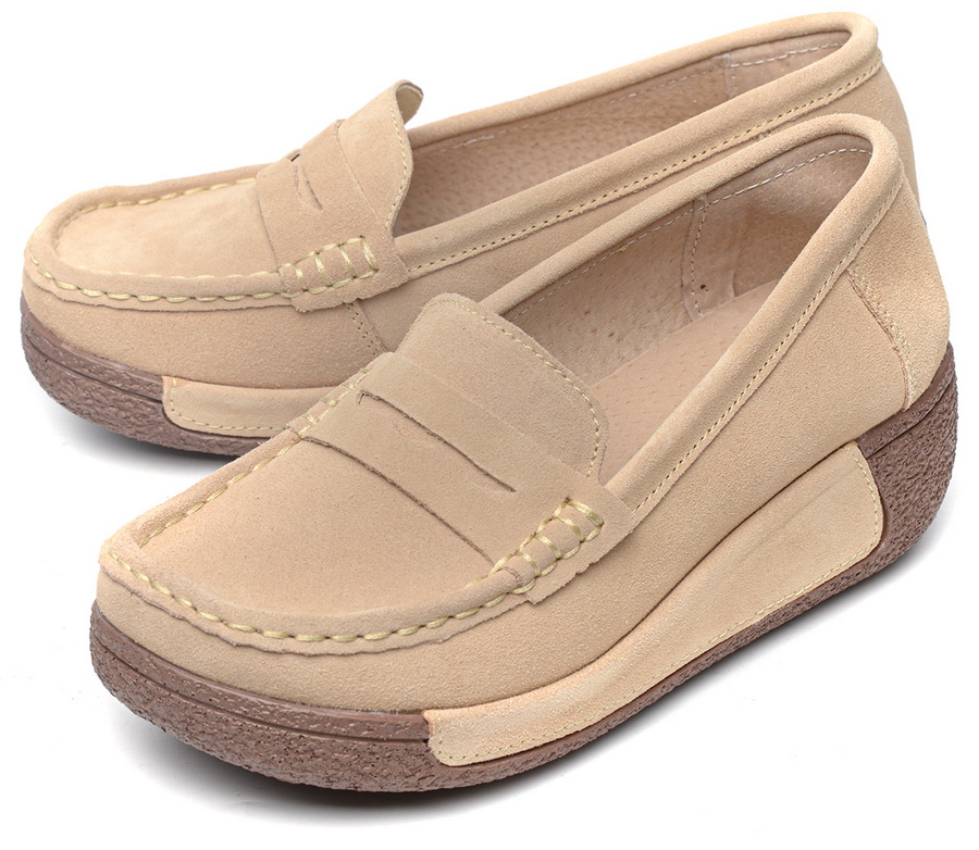 женские мокасины на танкетке натуральная кожа (замша) binifoot/bnf тайвань