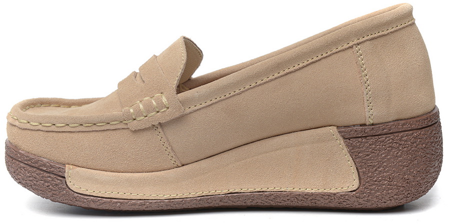 женские мокасины на танкетке натуральная кожа (замша) binifoot/bnf тайвань