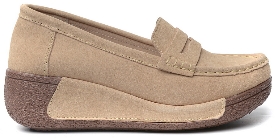 женские мокасины на танкетке натуральная кожа (замша) binifoot/bnf тайвань