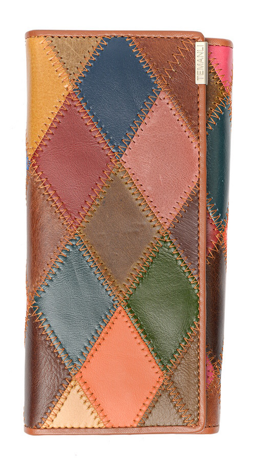женский кошелек пэчворк  натуральная кожа тайвань