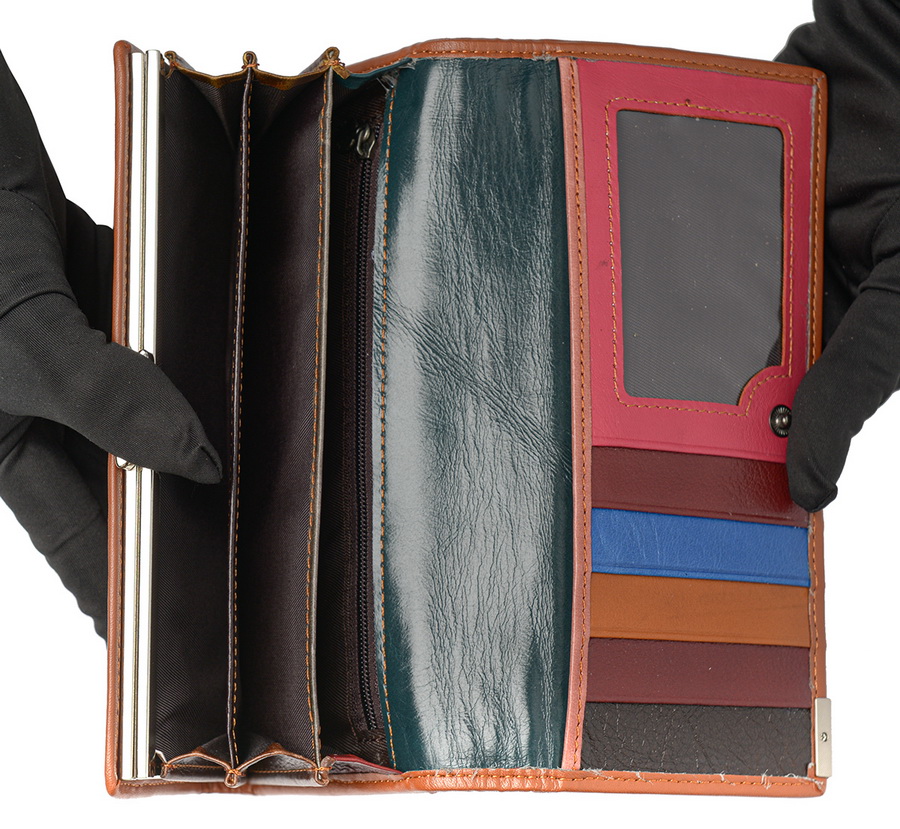 женский кошелек пэчворк  натуральная кожа тайвань