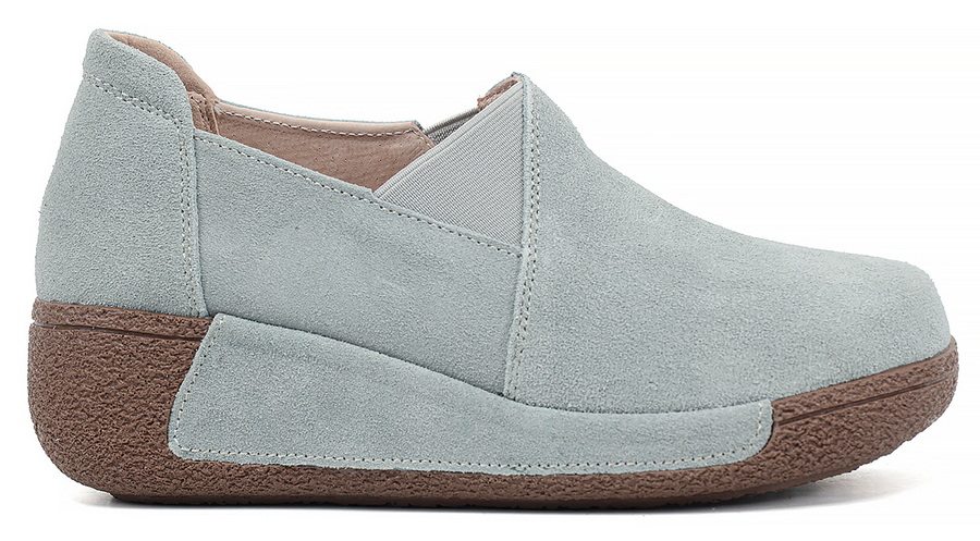 женские мокасины на танкетке натуральная кожа (замша) binifoot/bnf тайвань